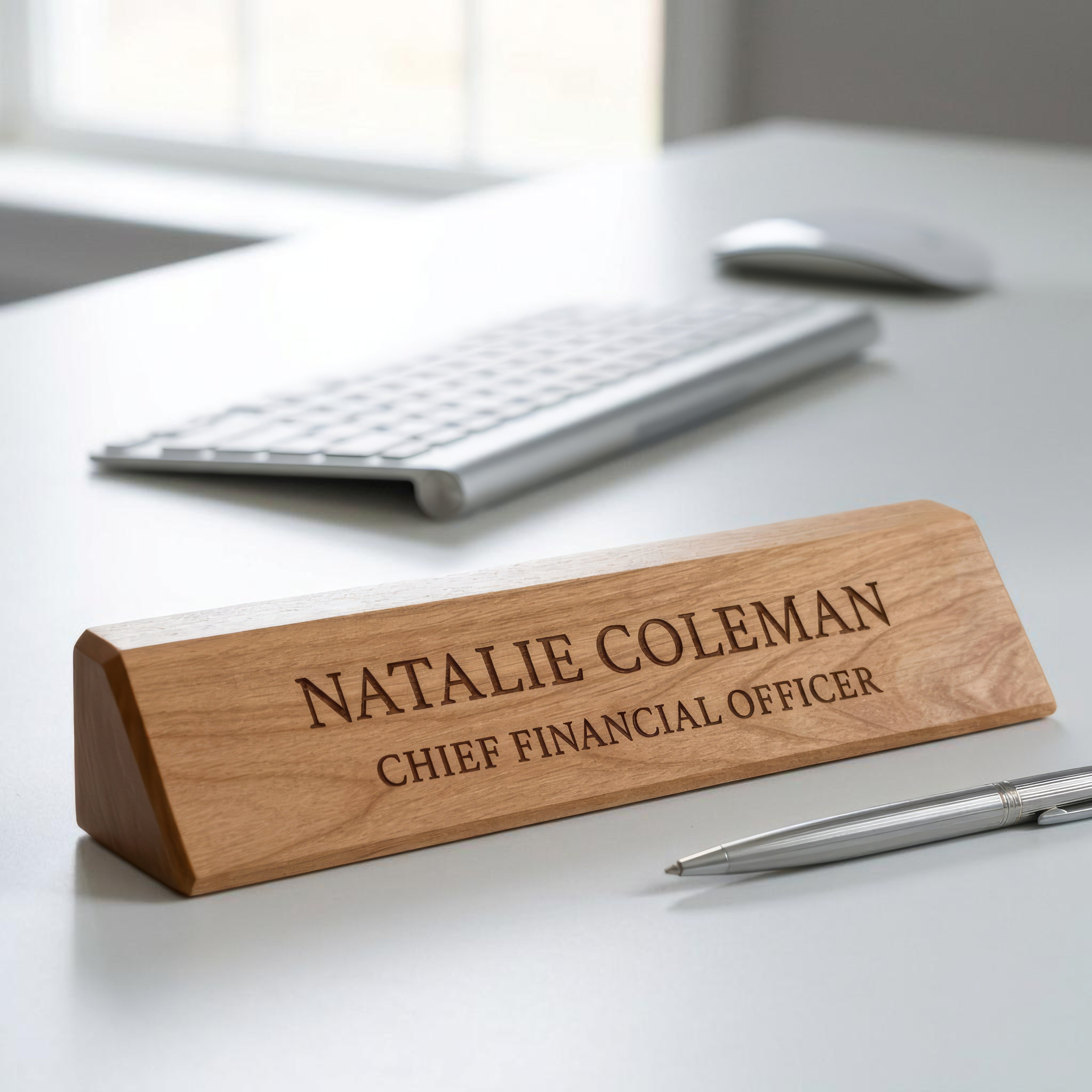 Personalized Alder Wood Desk Name Plate